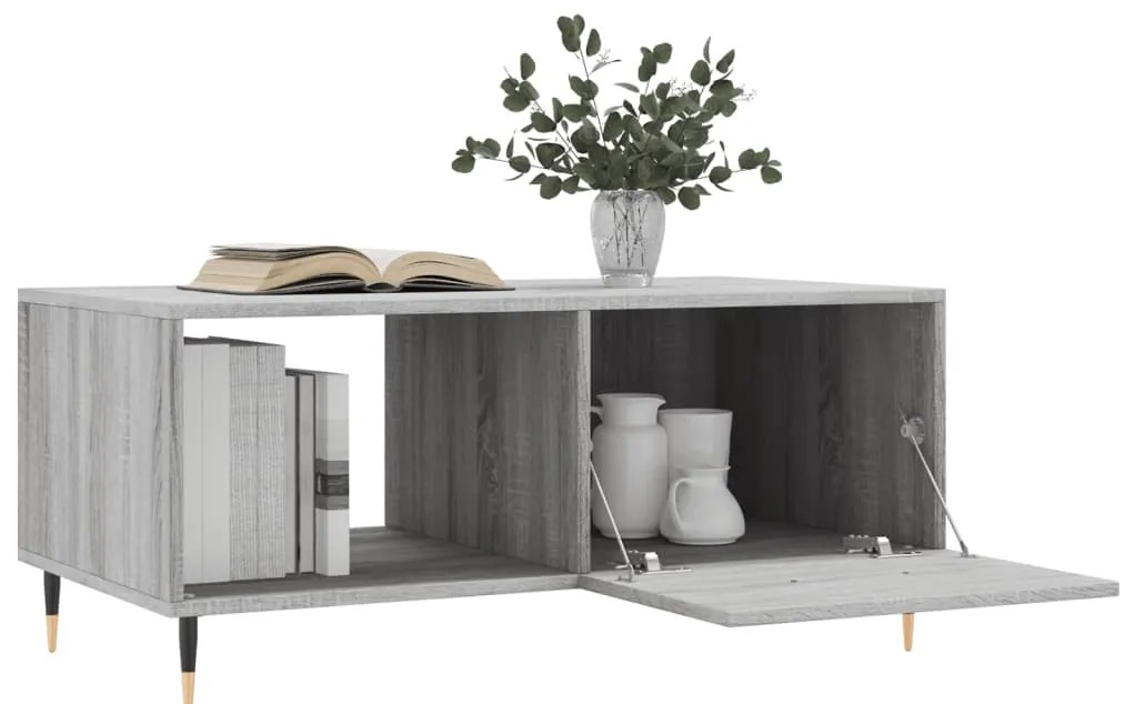 Mesa de centro 90x50x40 cm derivados de madeira cinzento sonoma