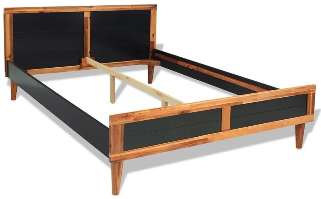Estrutura de cama madeira de acácia maciça 140x200 cm preto