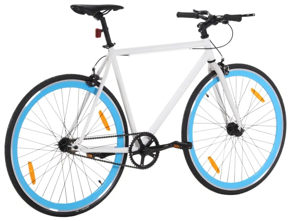 Bicicleta de mudanças fixas 700c 55 cm branco e azul