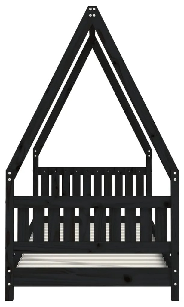 Estrutura de cama infantil 80x200 cm pinho maciço preto
