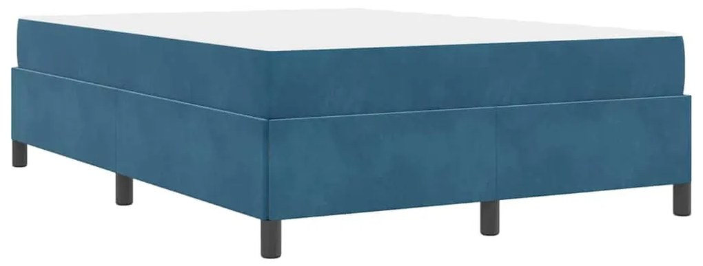 Estrutura da Cama Azul Escuro e Branco 160 x 200 cm Veludo
