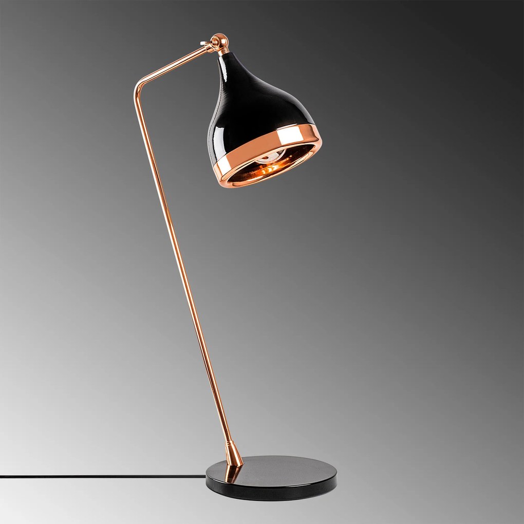 Candeeiro de Mesa Yildo – Preto e Cobre – 30 x 30 x 60 cm