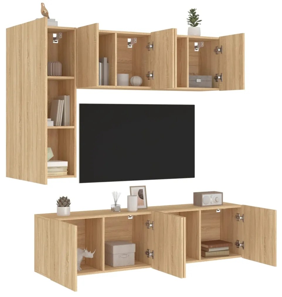 vidaXL 5 pcs móveis de parede p/ TV derivados madeira carvalho sonoma