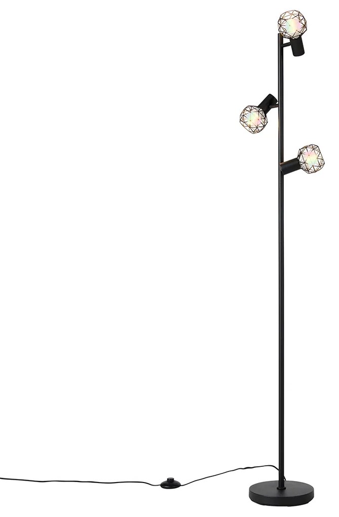 Candeeiro de pé inteligente preto ajustável incl. 3 Wifi P45 - Mesh