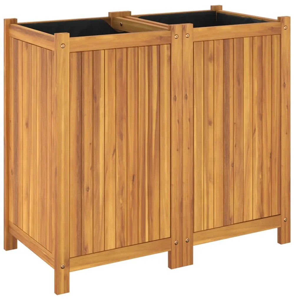 Vaso/floreira de jardim com forro 84x42x75 cm acácia maciça