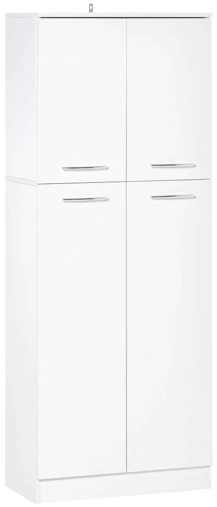 HOMCOM Armário Alto de 2 Portas Móvel Auxiliar de Armazenamento Multifuncional com 5 Prateleiras e Prateleiras Interiores Ajustáveis para Sala Dormitório Cozinha 59x31x155cm Branco