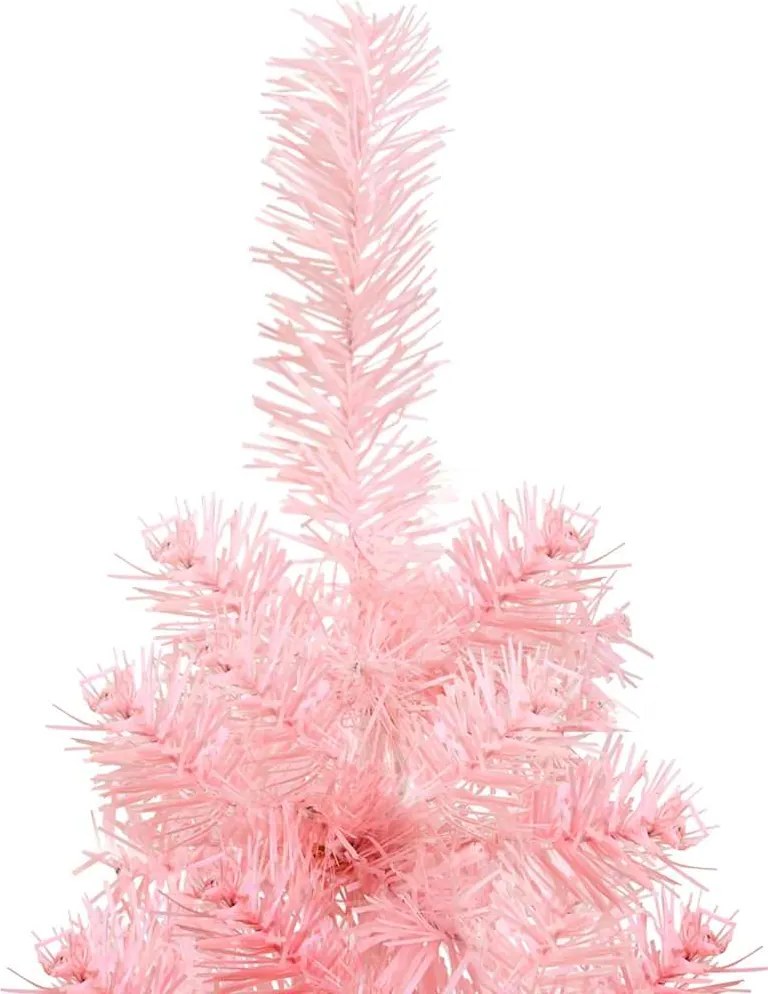 Meia árvore de Natal fina com suporte 120 cm rosa