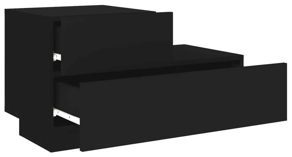 Mesa de cabeceira com luzes LED 70x36x40,5 cm preto