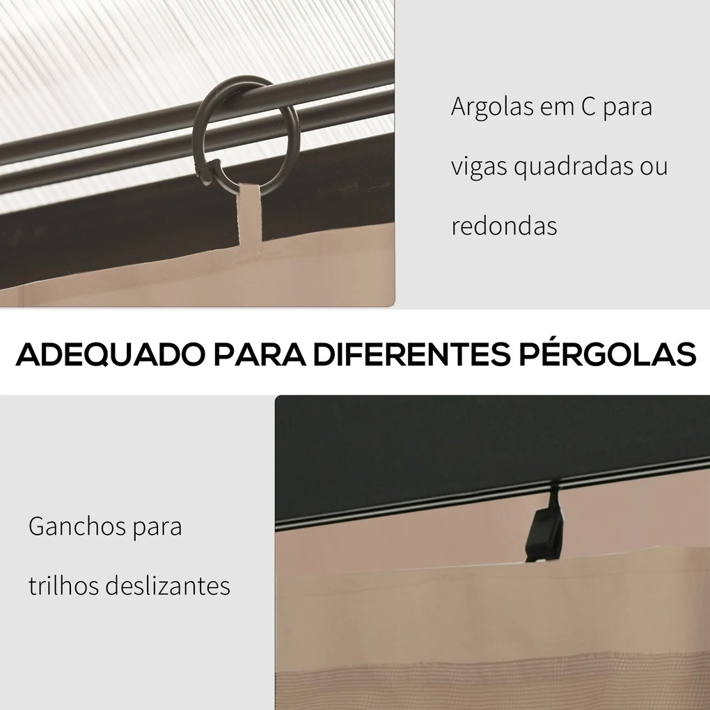 4 Paredes Laterais para Tenda 302x205 cm (Não incluida) Laterais para Tenda Universal com Ganchos e Argola em C para Jardim Terraço Castanhas