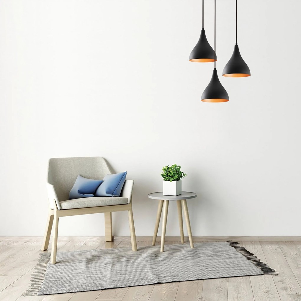 Candeeiro de Teto Berceste – Preto – 46 cm de Diâmetro