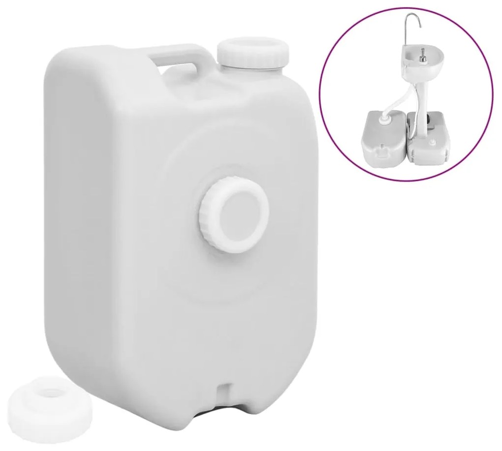 vidaXL Tanque de água portátil com adaptador 24 L cinzento