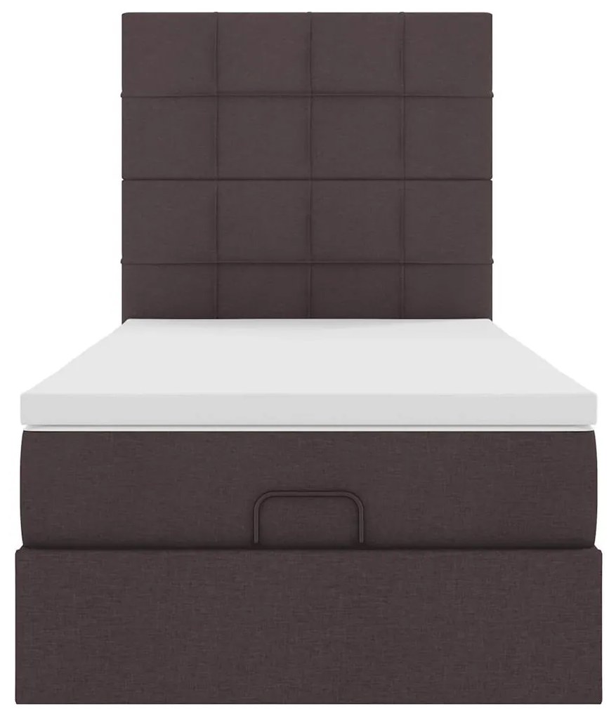 Cama otomana com colchão 90x200 cm tecido castanho escuro