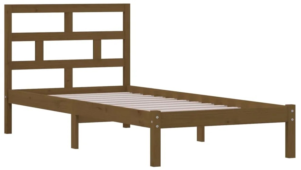 Estrutura de cama 100x200 cm madeira pinho maciço castanho mel