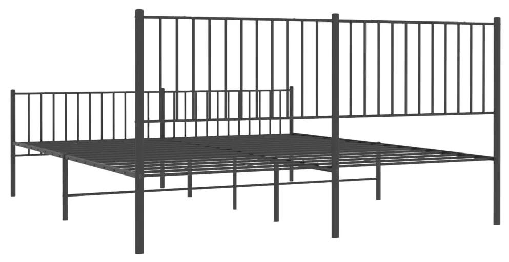 Estrutura de cama com cabeceira e pés 183x213 cm metal preto