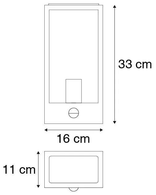 Candeeiro de parede preto com detector de movimento IP44 - ROTTERDAM 1 Moderno