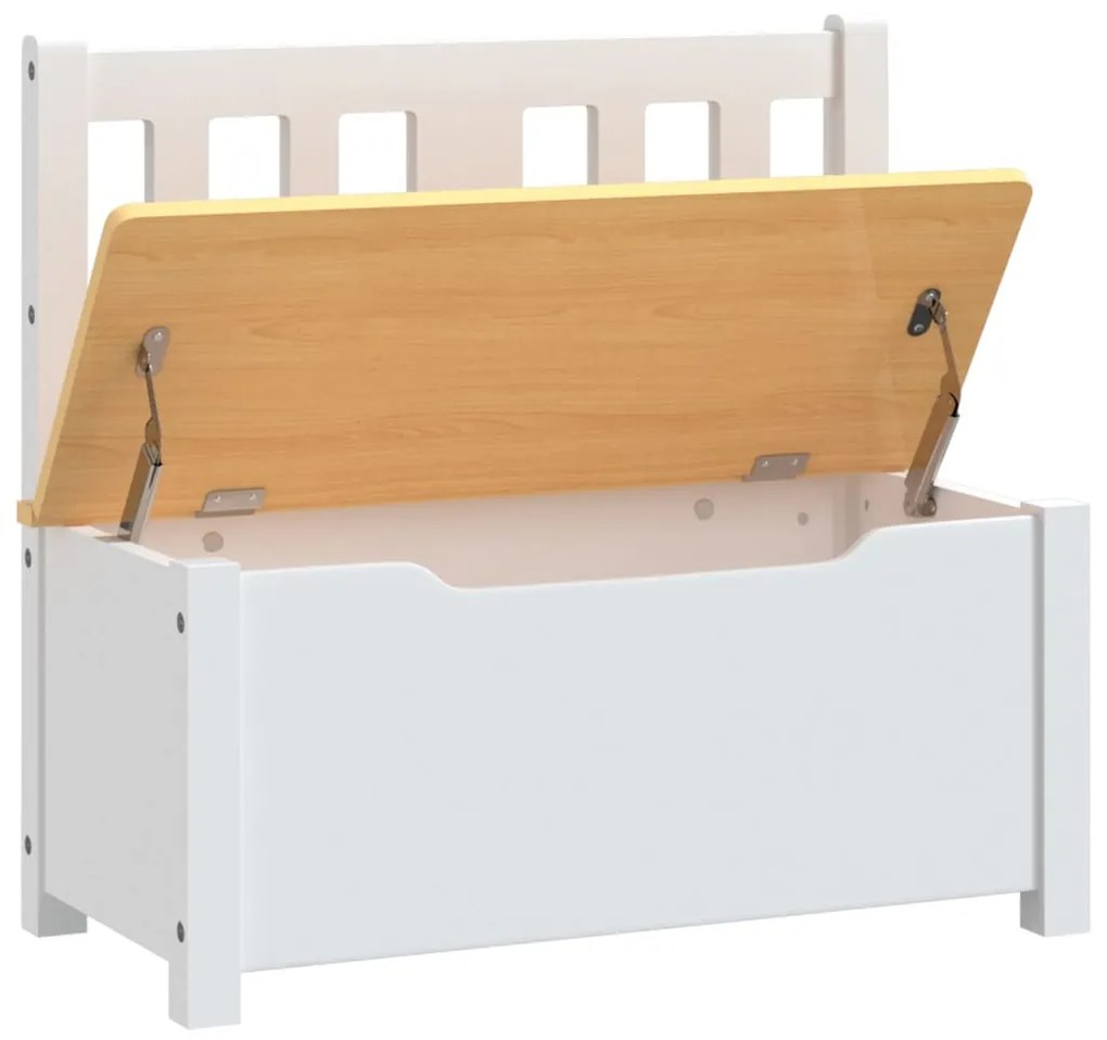 Banco de arrumação infantil 60x30x55 cm MDF branco e bege