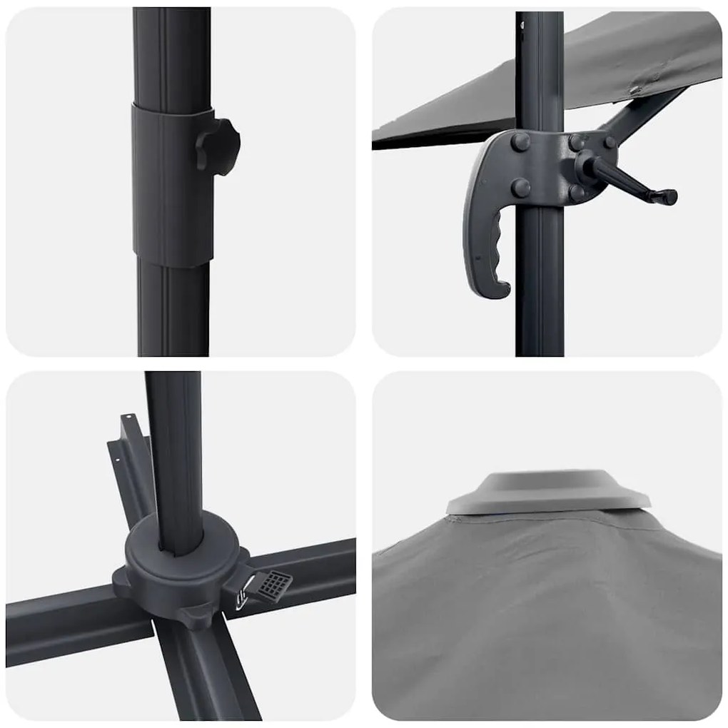 Guarda-Sol Cantilever Roma Antracite 352x251x260 cm de Alumínio