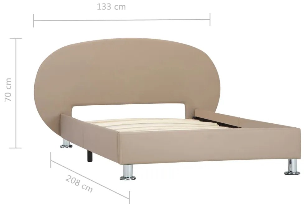 Estrutura de cama 100x200cm couro artificial cappuccino