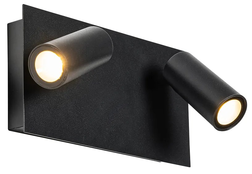 Candeeiro de parede exterior moderno preto c/ LED 2 luzes IP54 - Simon Moderno