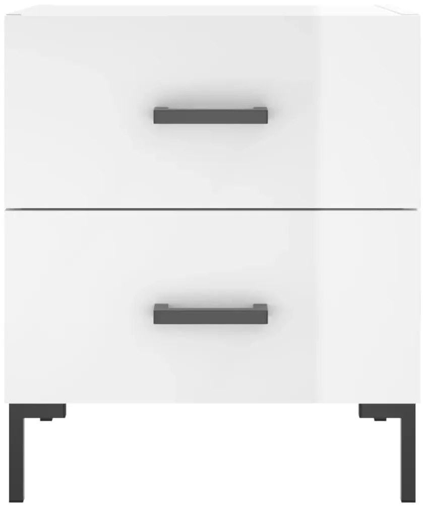 Mesas de cabeceira 2pcs derivados de madeira branco brilhante