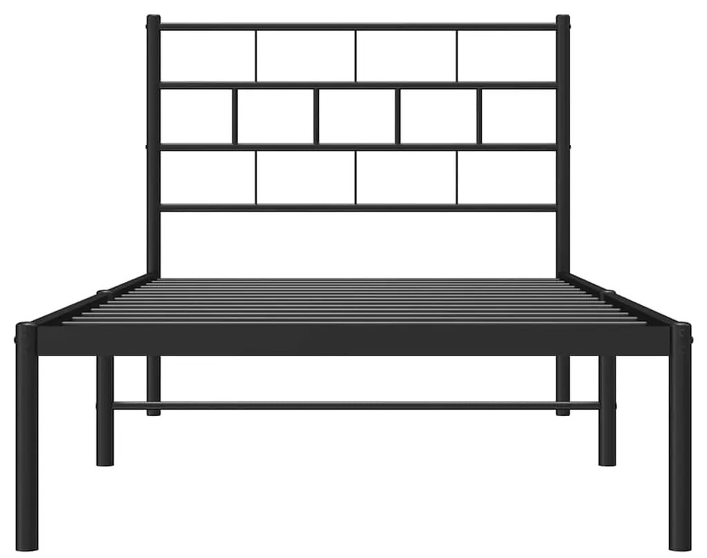 Estrutura de cama com cabeceira 100x190 cm metal preto