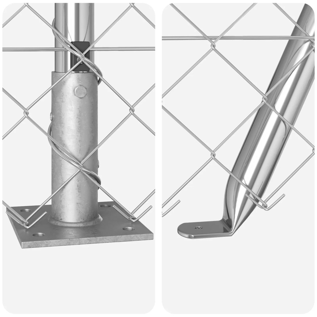 Cerca de Cadeia com 13 Postes com Flange 0,8 x 25 m Aço Galvanizado