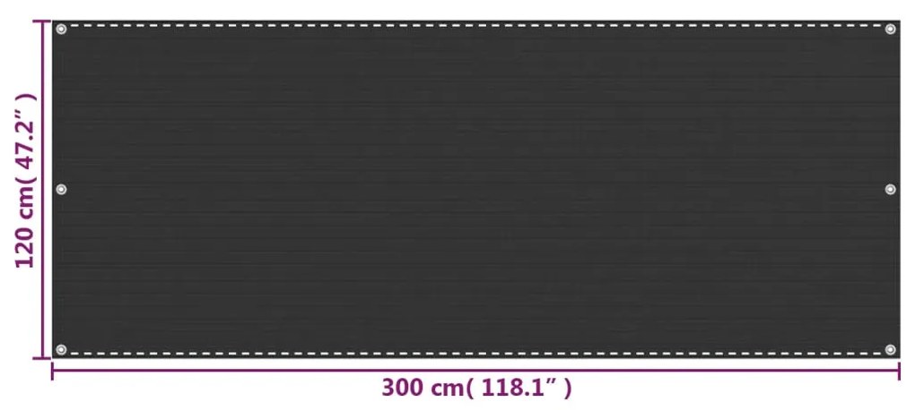 Tela de varanda 120x300 cm PEAD antracite