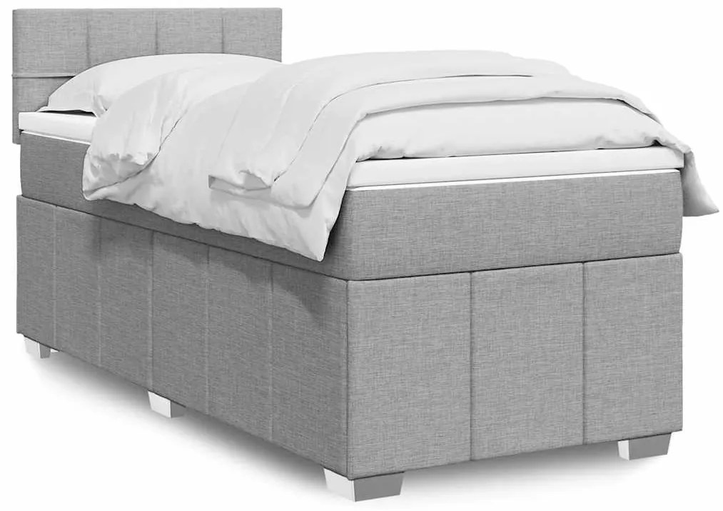 Cama com molas/colchão 80x200 cm tecido cinza-claro