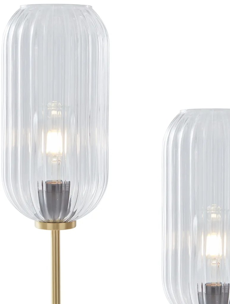 Candeeiro de pé Art Déco em latão com vidro transparente 2 luzes - Rid Art Deco