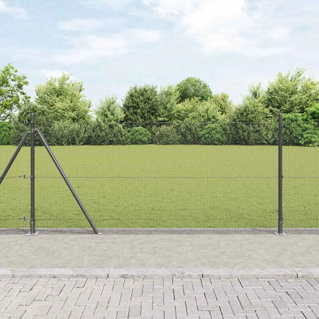 vidaXL Cerca com Postes Cinzeto 1.5 x 25 m Aço