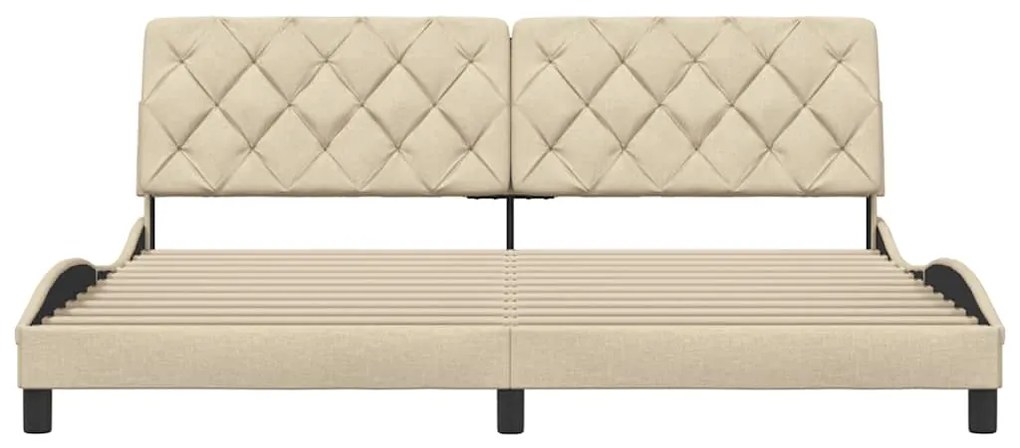Estrutura de cama sem colchão 200x200 cm tecido cor creme