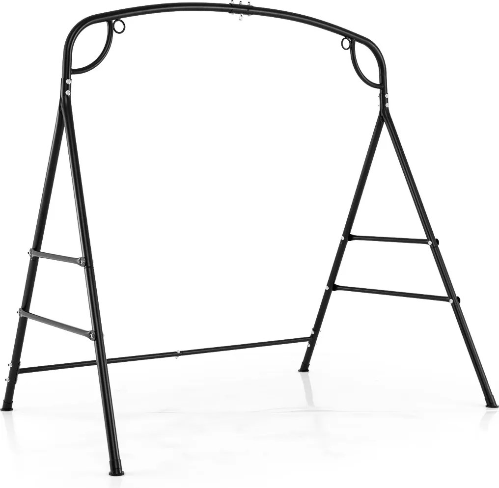 Suporte metálico de baloiço ou rede jardim Carga 300 kg com 4 barras de suporte 2 métodos de suspensão Preto