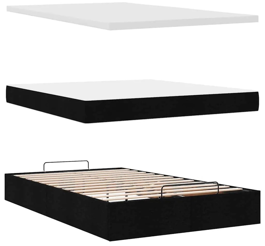 moldura de cama síriaXL otomana com colchão preto tecido