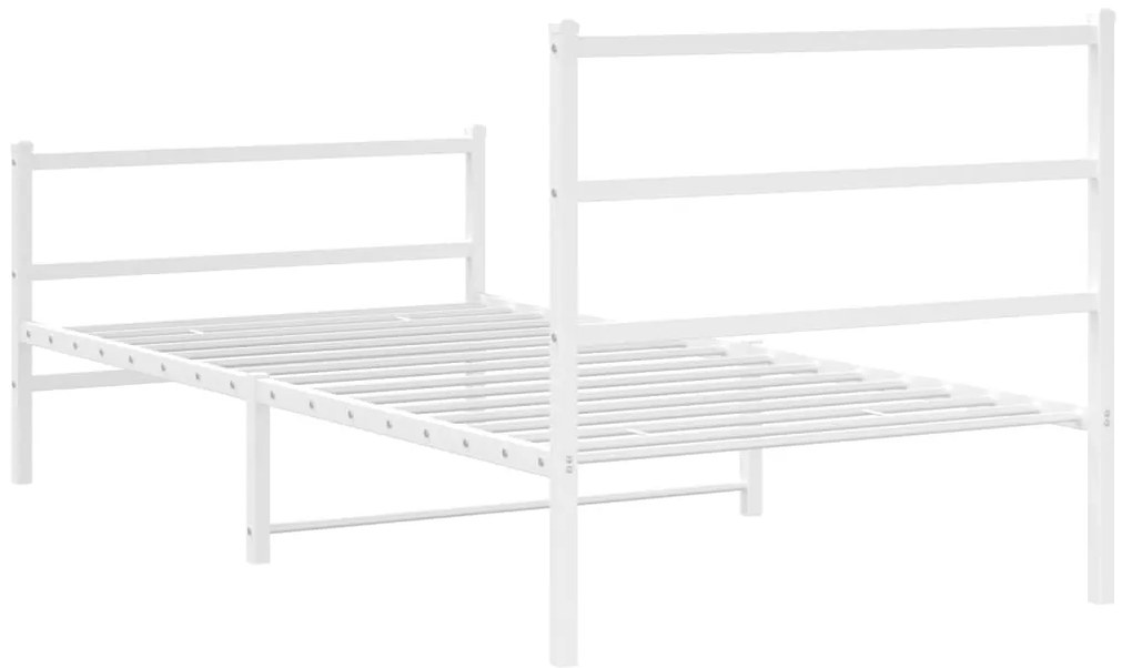 Estrutura de cama com cabeceira e pés 100x200 cm metal branco