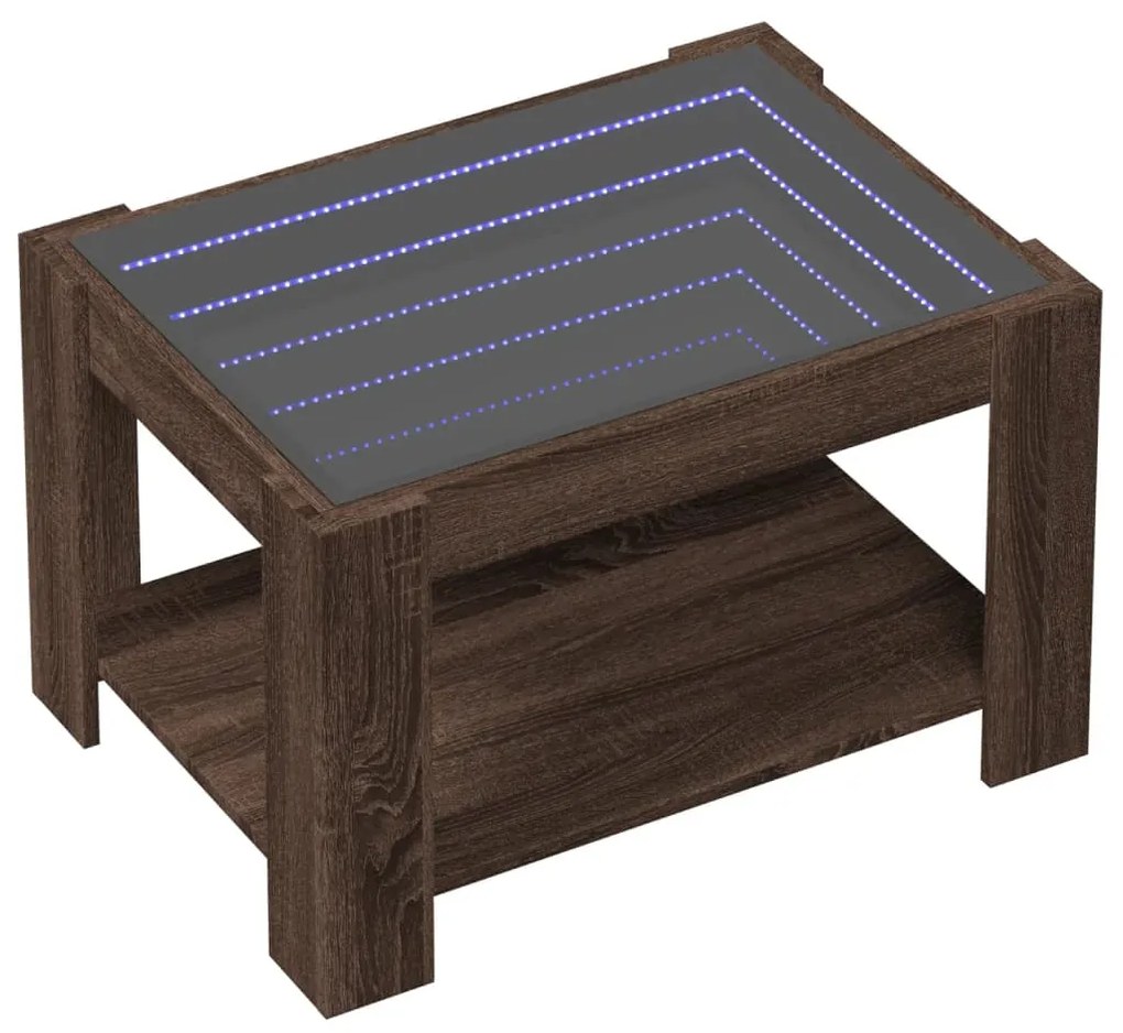 Mesa de centro c/ LEDs 73x53x45 cm derivados de madeira