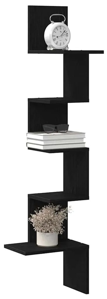 vidaXL Estante de canto p/ parede 32x32x127,5 cm contraplacado preto