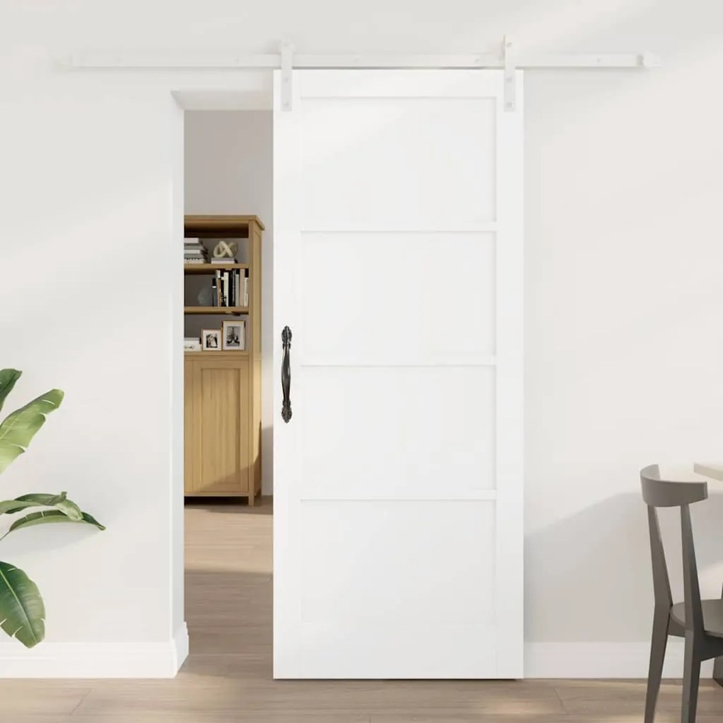 vidaXL Porta Deslizante Branco 83 x 202 cm Madeira de Pinheiro Sólida