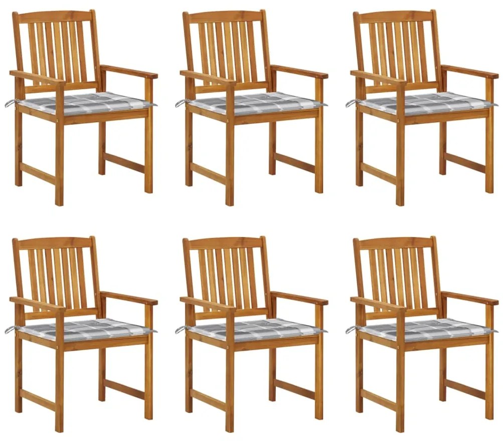 Cadeiras de jardim com almofadões 6 pcs acácia maciça