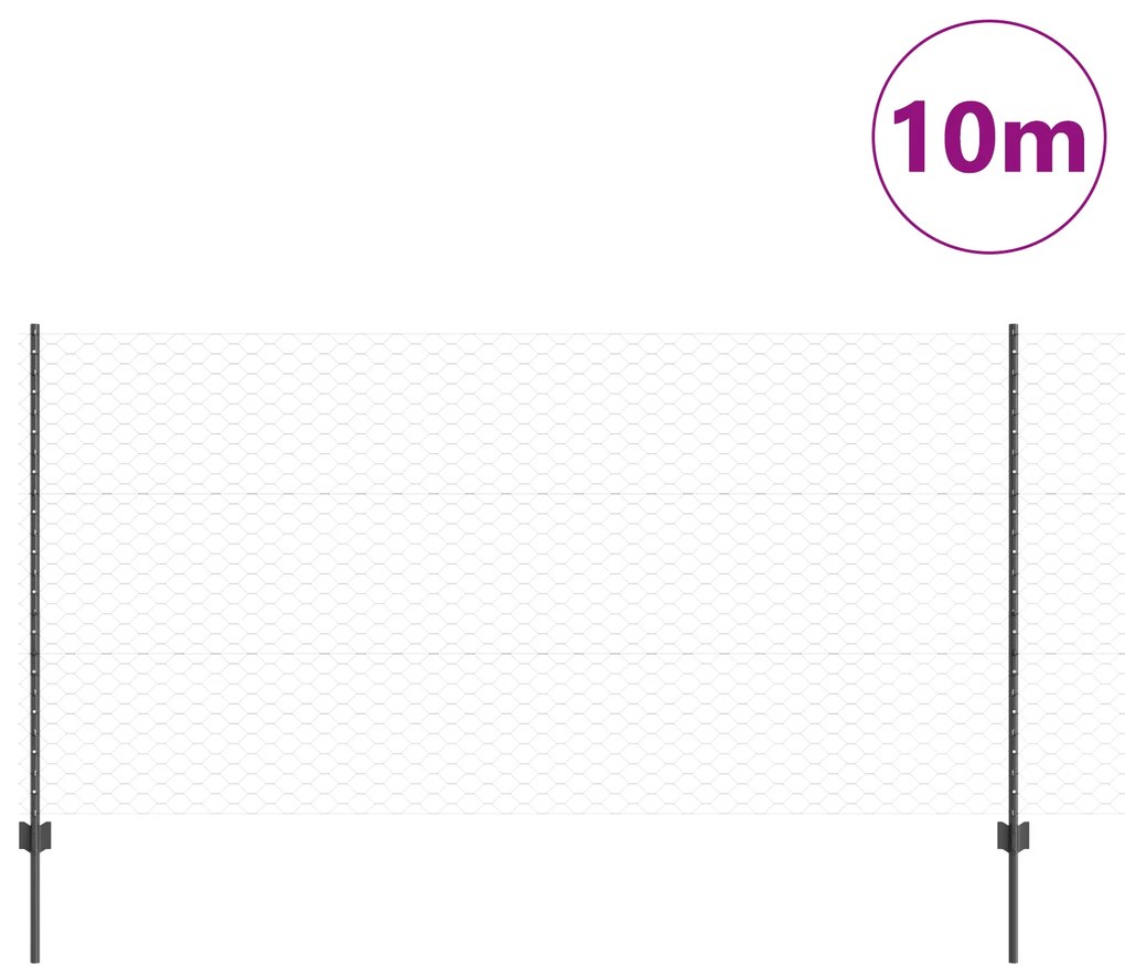 Postes para Cerca vidaXL 10 pcs U-Channel Cinza 120 cm Aço