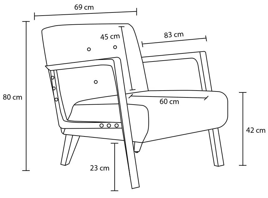 Cadeira Wing Kemer – Cinzento – 69x80x83 cm