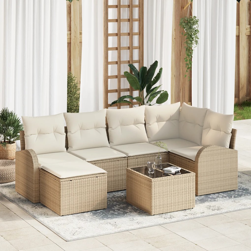 vidaXL Conjunto de Sofás de Jardim com Almofadas Marron Rattan Poliéster