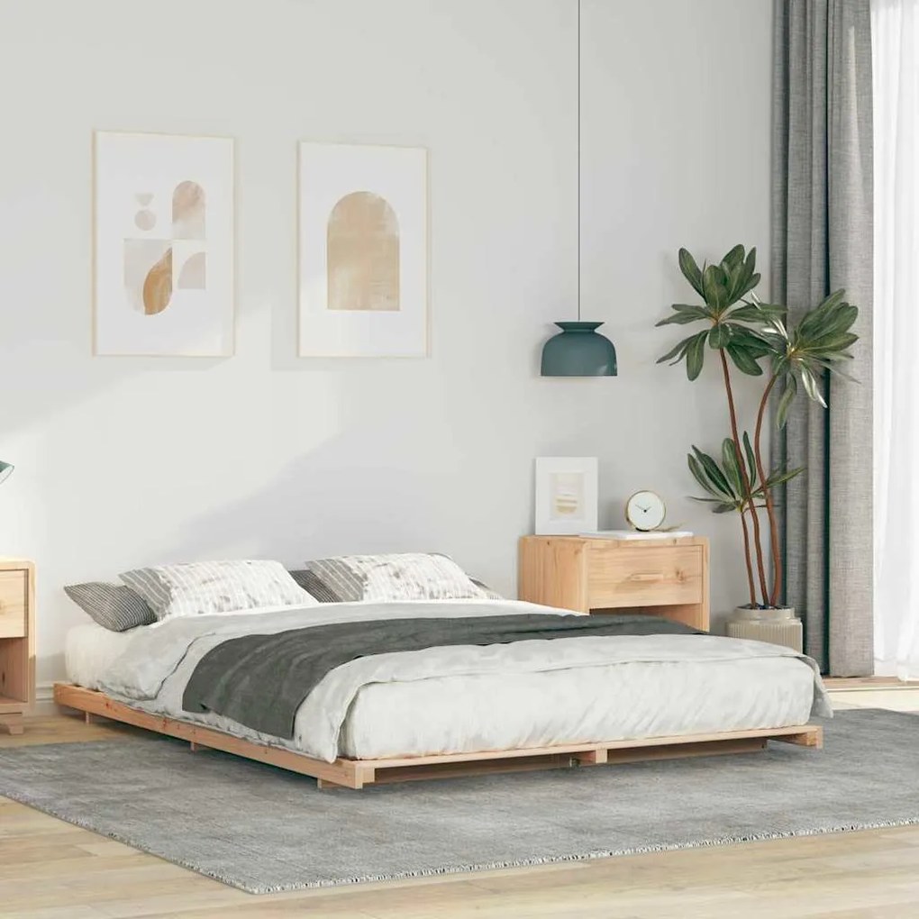 vidaXL Estrutura de cama de chão Castanho 140 x 200 cm