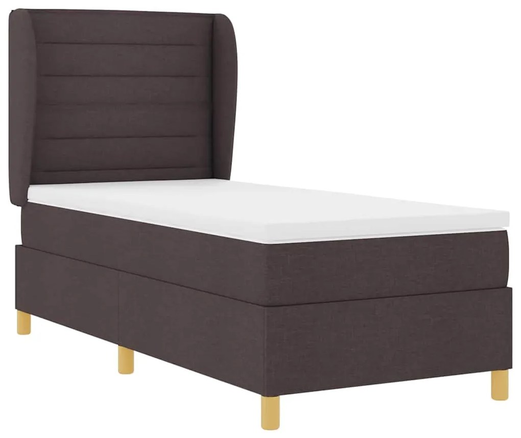 Cama Box Spring com Colchão vidaXL Castanho Escuro 80x200 cm em Tecido