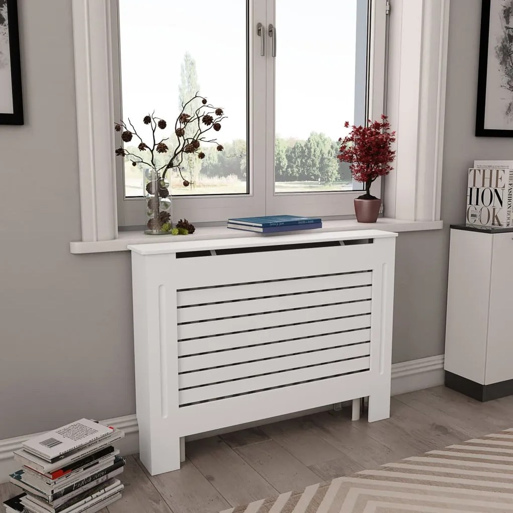 vidaXL Cobertura de radiador 112x19x81,5 cm MDF branco