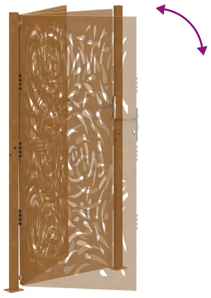 Portão de jardim 105x205 cm design de chama de aço resistente
