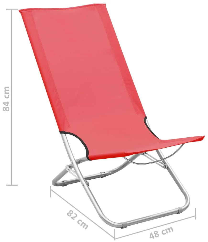 Cadeiras de praia dobráveis 2 pcs tecido vermelho