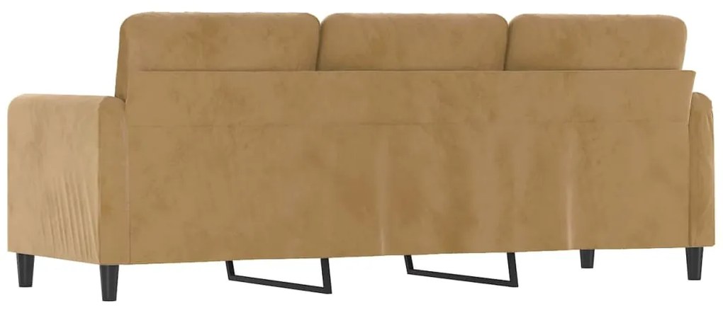 Sofá de 3 lugares 180 cm veludo castanho