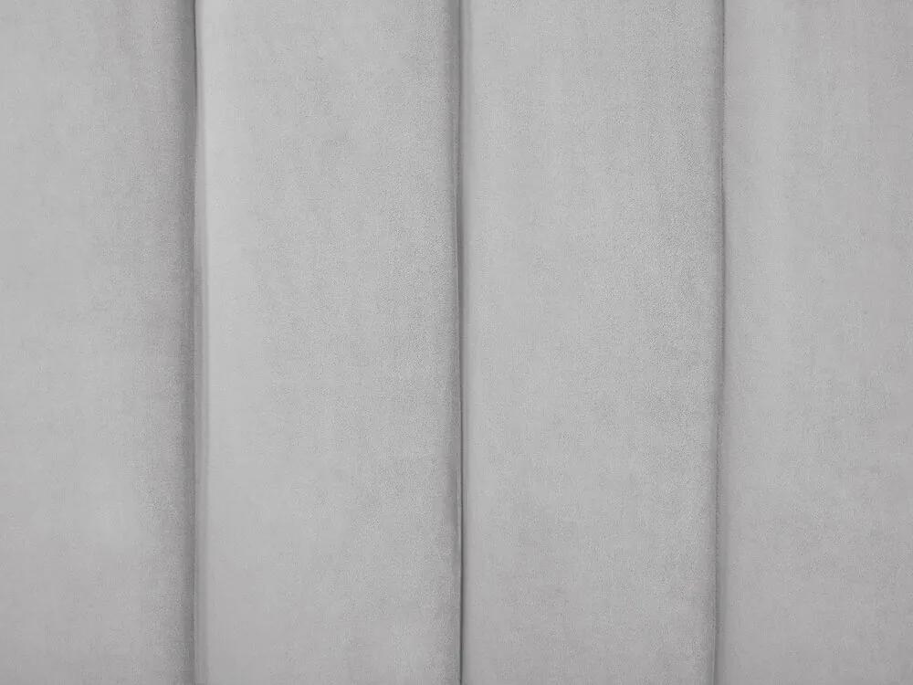 Cama de casal em veludo cinzento claro 180 x 200 cm AMBILLOU Beliani