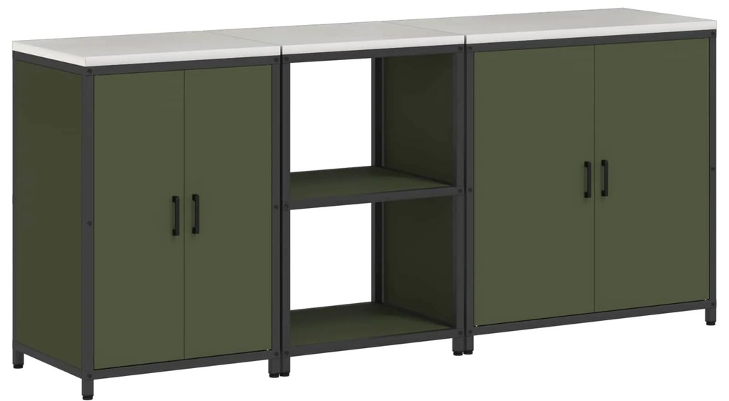 vidaXL Conjunto de Armazenamento de Cozinha 3 pcs Verde Oliva