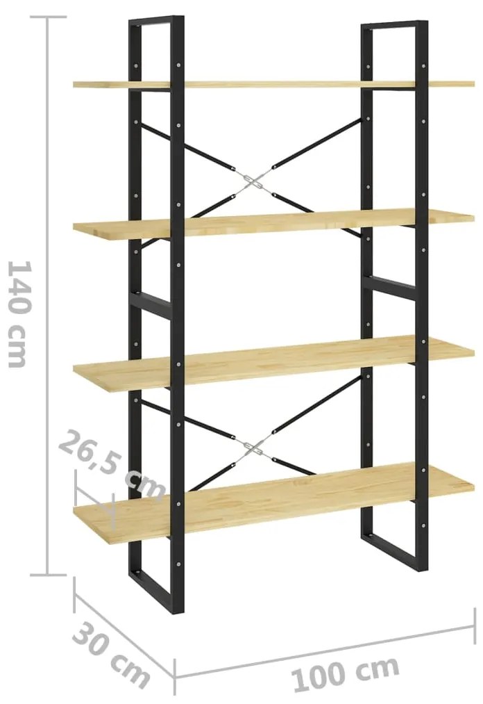 Estante com 4 prateleiras 100x30x140 cm pinho maciço